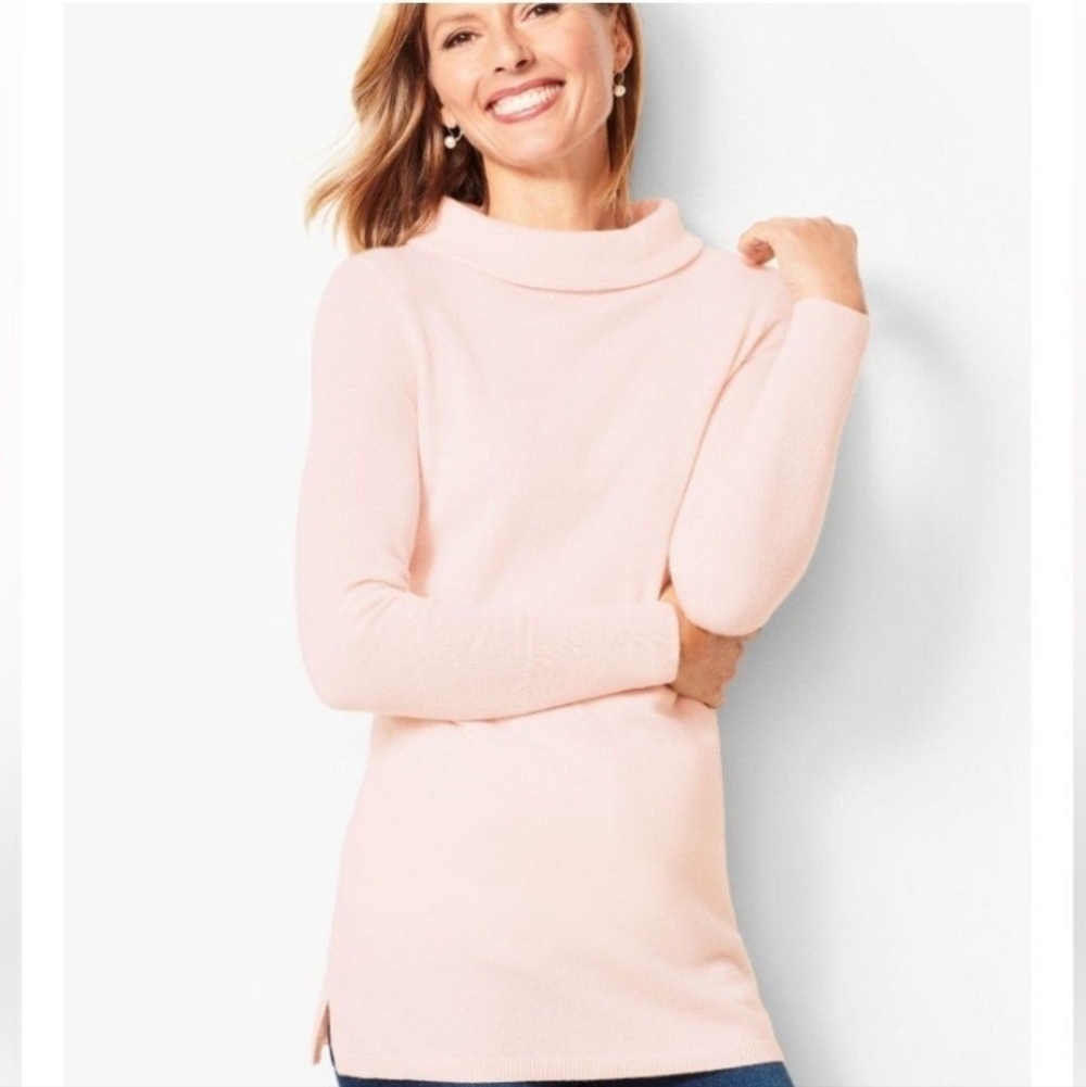 Talbots Sabrina Pure Cashmere Sweater with a portrait collar - pale pink